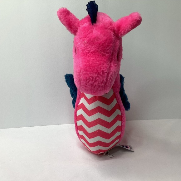 The Preppy Pelican Seahorse Plush Stuffed Animal Toy Pink Navy Chevron 11” 2019 - Picture 2 of 11